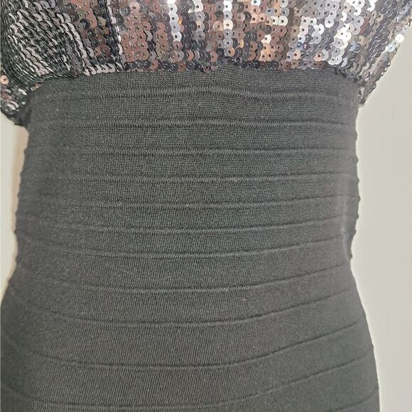 Guess Womens Sequin Mini Dress Black Sleeveless Textured Bodycon Cocktail Small - Picture 4 of 10